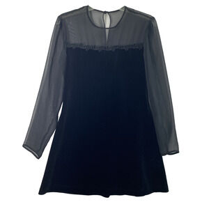 Womens Black Velvet Party Dress Size Small Whimsygoth Dark Fairy Sheer Sleeves